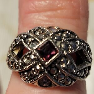 Avon Silver and Purple Intricate Ring Collection